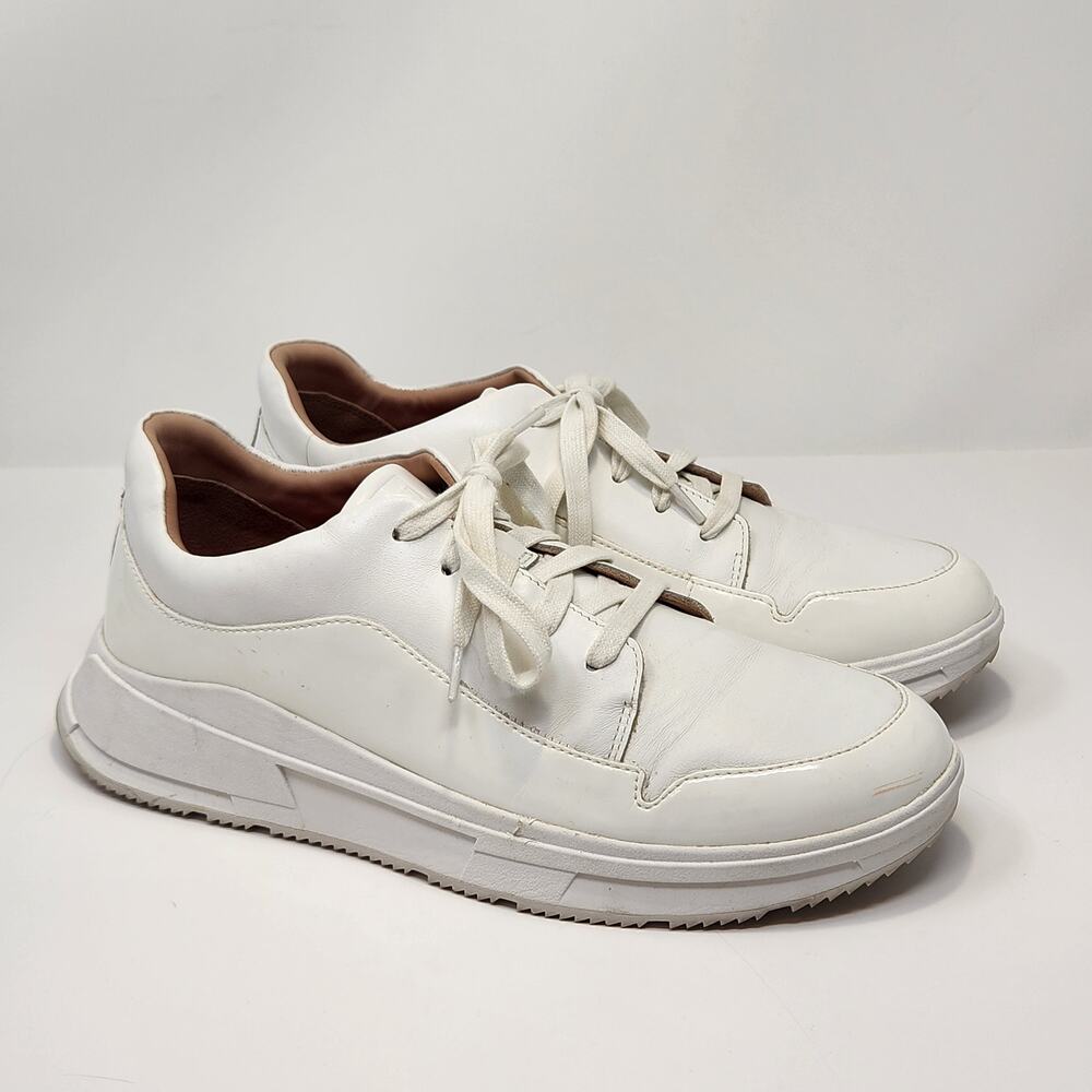FitFlop Freya White Leather Sneakers Women Size 8.5 Walking Comfort Shoes